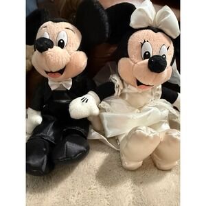 Disney Mickey Minnie Mouse Wedding Plush Set Bride Groom Tuxedo Gown 10 Inch